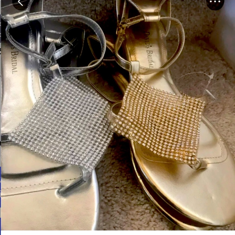 NEW David bridal sandals 2 pair silver&gold for$18 inbox me to verify the size.